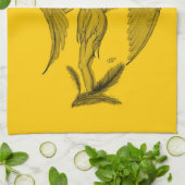 Linge De Cuisine Angel, Crayon, design noir jaune (Plié)