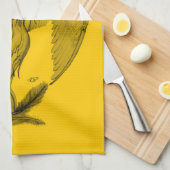 Linge De Cuisine Angel, Crayon, design noir jaune (Quart Plié)