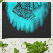 Linge De Cuisine Angel Eros en amour, design noir et vert (Plié)