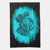 Linge De Cuisine Angel Eros en amour, design noir et vert (Vertical)