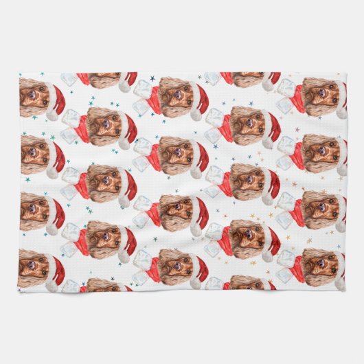 Linge De Cuisine Anglais Cocker Spaniel Chien race Noël (Horizontal)