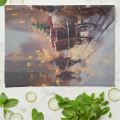 Linge De Cuisine Anglais Cocker Spaniel Noël Festin Saison (Plié)