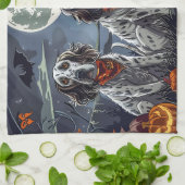 Linge De Cuisine Anglais Setter Halloween Éffrayant (Plié)