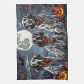 Linge De Cuisine Anglais Setter Halloween Éffrayant (Vertical)