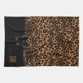 Linge De Cuisine Animau de léopard Brown exotique| Monogramme (Horizontal)