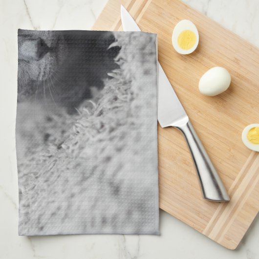 Linge De Cuisine Animaux de bébés cutest | Chat gris (Quart Plié)