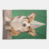 Linge De Cuisine Animaux de bébés cutest | Corgi Anniversaire Chiot (Horizontal)