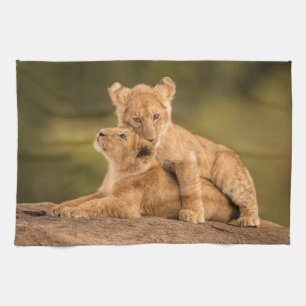 Linge De Cuisine Animaux de bébés cutest   Deux Lions Cubs