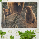 Linge De Cuisine Animaux de bébés cutest | Famille d'ours Brown (Plié)