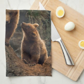 Linge De Cuisine Animaux de bébés cutest | Famille d'ours Brown (Quart Plié)