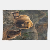 Linge De Cuisine Animaux de bébés cutest | Famille d'ours Brown (Horizontal)