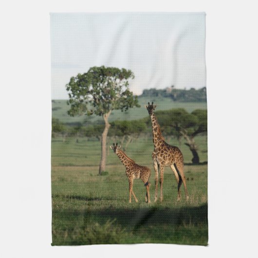 Linge De Cuisine Animaux de bébés cutest | Giraffe Calf & Mama (Vertical)