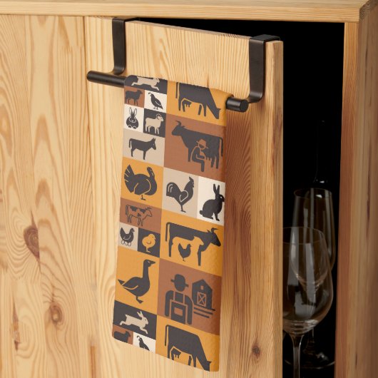 Linge De Cuisine Animaux de la ferme (Pliage en tiers)