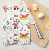 Linge De Cuisine Animaux de Noël (Quart Plié)