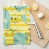 Linge De Cuisine Animaux mignons jouant avec de l'eau 2 (Quart Plié)