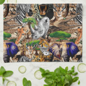 Linge De Cuisine Animaux sauvages de la Savane africaine (Plié)