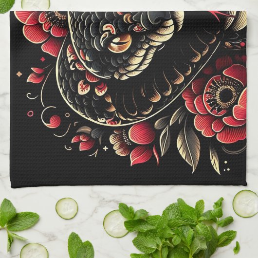 Linge De Cuisine Année du serpent 2025 : Sagesse, transformation (Plié)