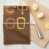 Linge De Cuisine Années 1950 Abstrait Art Hollow Rocks Brown (Quart Plié)