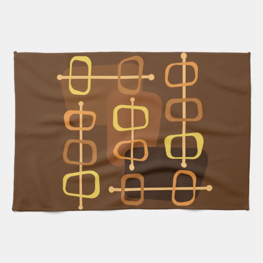 Linge De Cuisine Années 1950 Abstrait Art Hollow Rocks Brown (Horizontal)