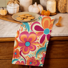 Années 60 et 70 Groovy Fleur Power Couleurs Vives