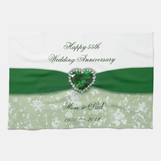 Linge De Cuisine Anniversaire de mariage de damassé (Horizontal)