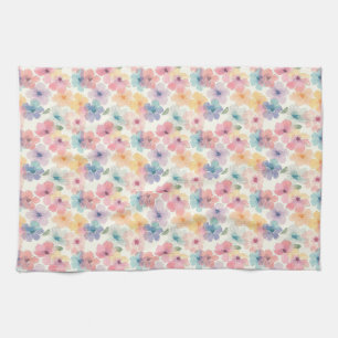 Linge De Cuisine Anniversaire Floral sans couleur rose, jaune et bl