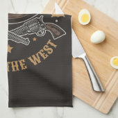 Linge De Cuisine Antique Cowboy Guns AJOUTER NOM Old Wild West Salo (Quart Plié)