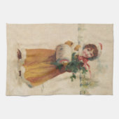 Linge De Cuisine Antique Fille de Noël Enfant d'hiver (Horizontal)