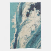 Linge De Cuisine Antique Japonais Bleu Vagues Océan Imprimer (Vertical)