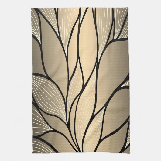 Linge De Cuisine Antique Motif Gold Leave (Vertical)