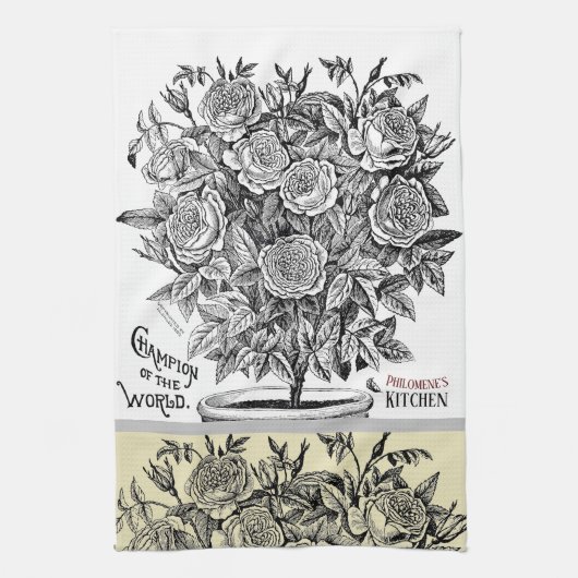 Linge De Cuisine Antique Rosebush - Votre choix de texte (Vertical)