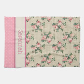 Linge De Cuisine Antique Roses et Pois roses (Horizontal)