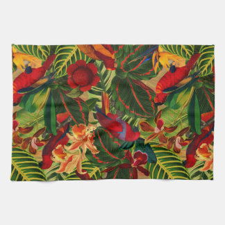 Linge De Cuisine Antique Tropical Parrots Jungle Motif