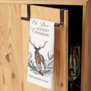 Linge De Cuisine Antlered Oh Deer Buck Wreath Joyeux Noël