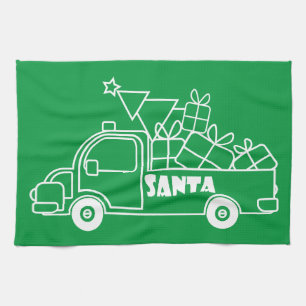 Linge De Cuisine Aperçu camion de Noël Père Noël vue côté voiture