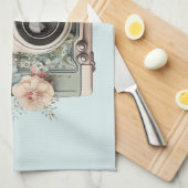 Linge De Cuisine Appareil photo avec image rétro pastel de fleurs (Quart Plié)