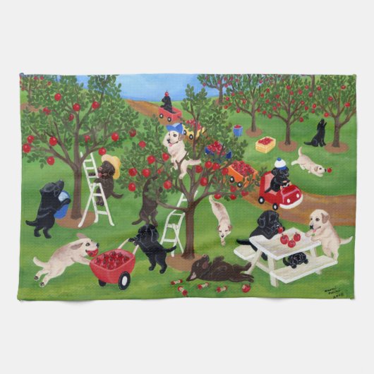 Linge De Cuisine Apple cultivent la peinture de Labradors (Horizontal)