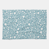Linge De Cuisine Aqua Blue Botanical Cottage Imprimer (Horizontal)