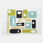 Linge De Cuisine Aqua Blue Green Black Funky Rectangles mi-siècle (Horizontal)