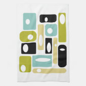 Linge De Cuisine Aqua Blue Green Black Funky Rectangles mi-siècle (Vertical)