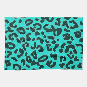 Linge De Cuisine Aqua Blue-Green, Poster de animal Leopard Turquois