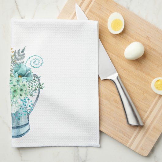 Linge De Cuisine Aqua Blue Hydrangea Waters can Ferme Floral (Quart Plié)