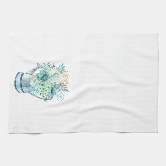 Linge De Cuisine Aqua Blue Hydrangea Waters can Ferme Floral (Horizontal)