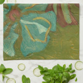 Linge De Cuisine Aqua et Fleurs orange brûlées sur Arrière - plan v (Plié)