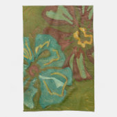 Linge De Cuisine Aqua et Fleurs orange brûlées sur Arrière - plan v (Vertical)