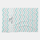 Linge De Cuisine Aqua et motif gris de chevron (Horizontal)
