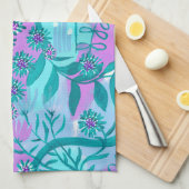 Linge De Cuisine Aqua et Pink Whimsical Magic Garden (Quart Plié)