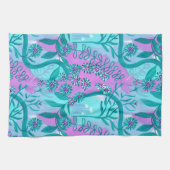 Linge De Cuisine Aqua et Pink Whimsical Magic Garden (Horizontal)