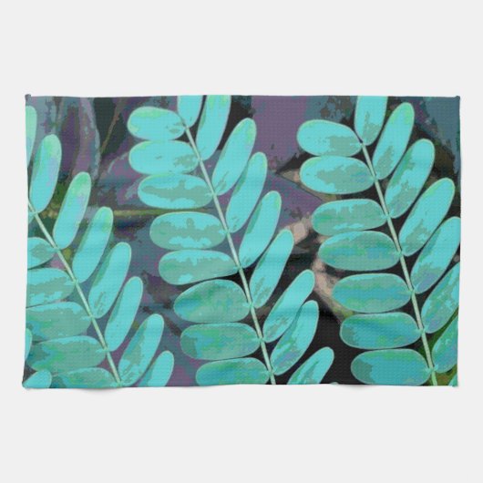 Linge De Cuisine Aqua Feuilles (Horizontal)