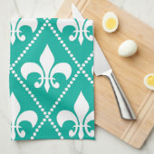 Linge De Cuisine Aqua Fleur de Lis (Quart Plié)